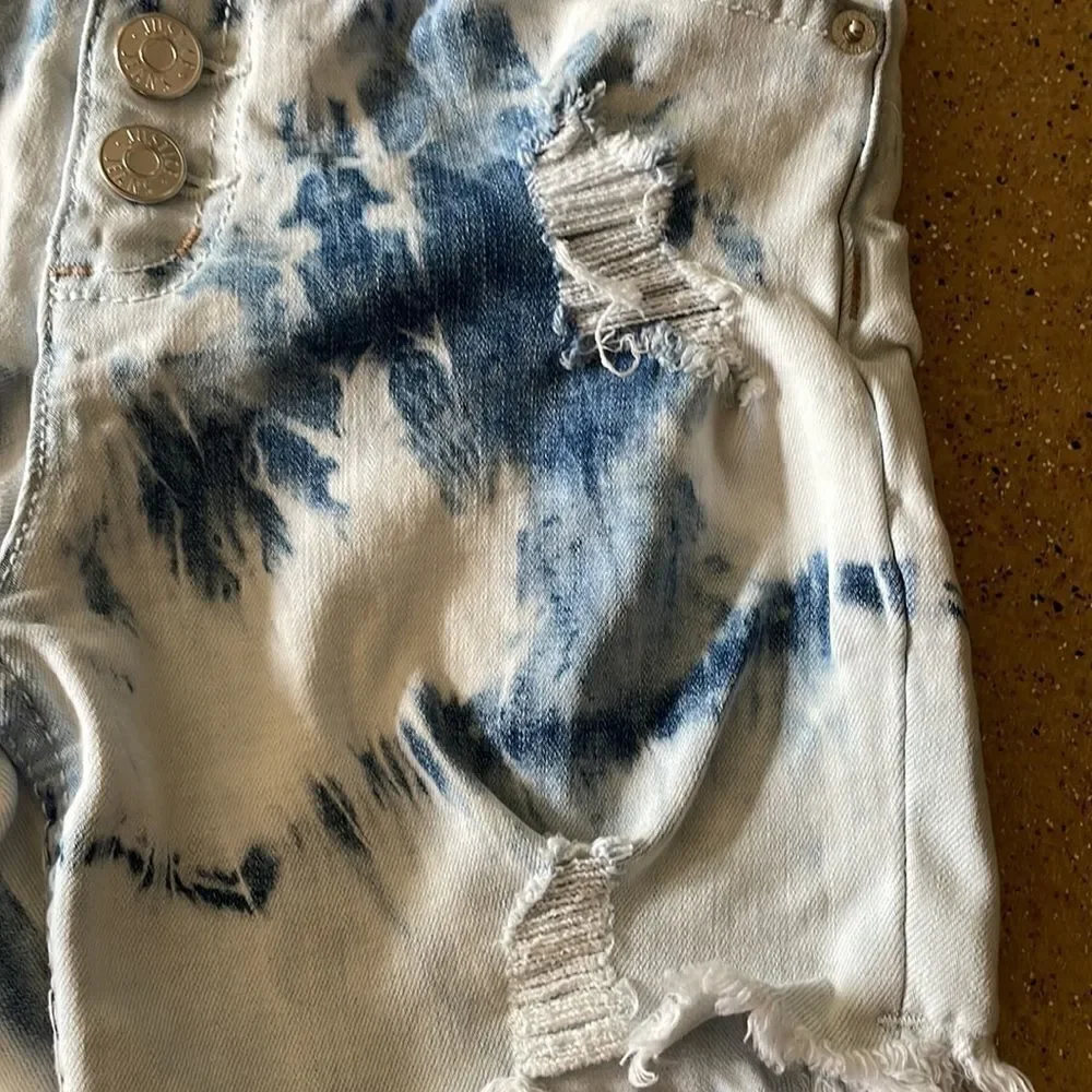 Justice bleach dyed deconstructed cutoff jean shorts
